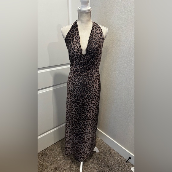 knee length dresses for ladies Svea Lace Leopard Printed Maxi Dress – Mew Mews main image 1